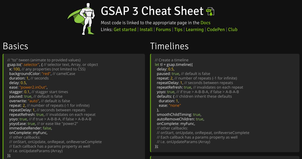 GSAP Cheatsheet